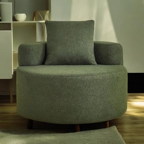 PineCrafts Premium Mid-Century Living Room Armchair | Comfortable Single Seater Wooden Chair (White)